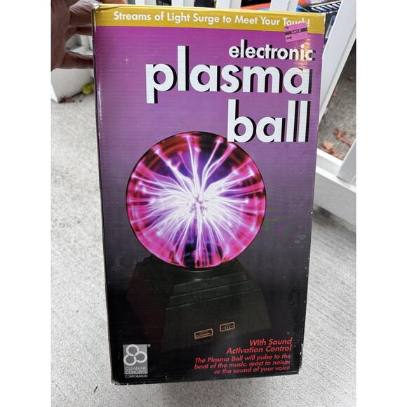 Vintage Electronic Plasma Ball Light Sound Touch Clearline Concepts Works Box - Picture 1 of 15